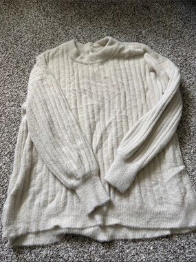 aerie Ribbed Turtleneck Sweater in Cream